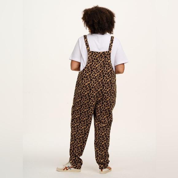 Lucy & Yak Original Corduroy Dungarees in Leopard Print 16 Petite - Picture 2 of 10